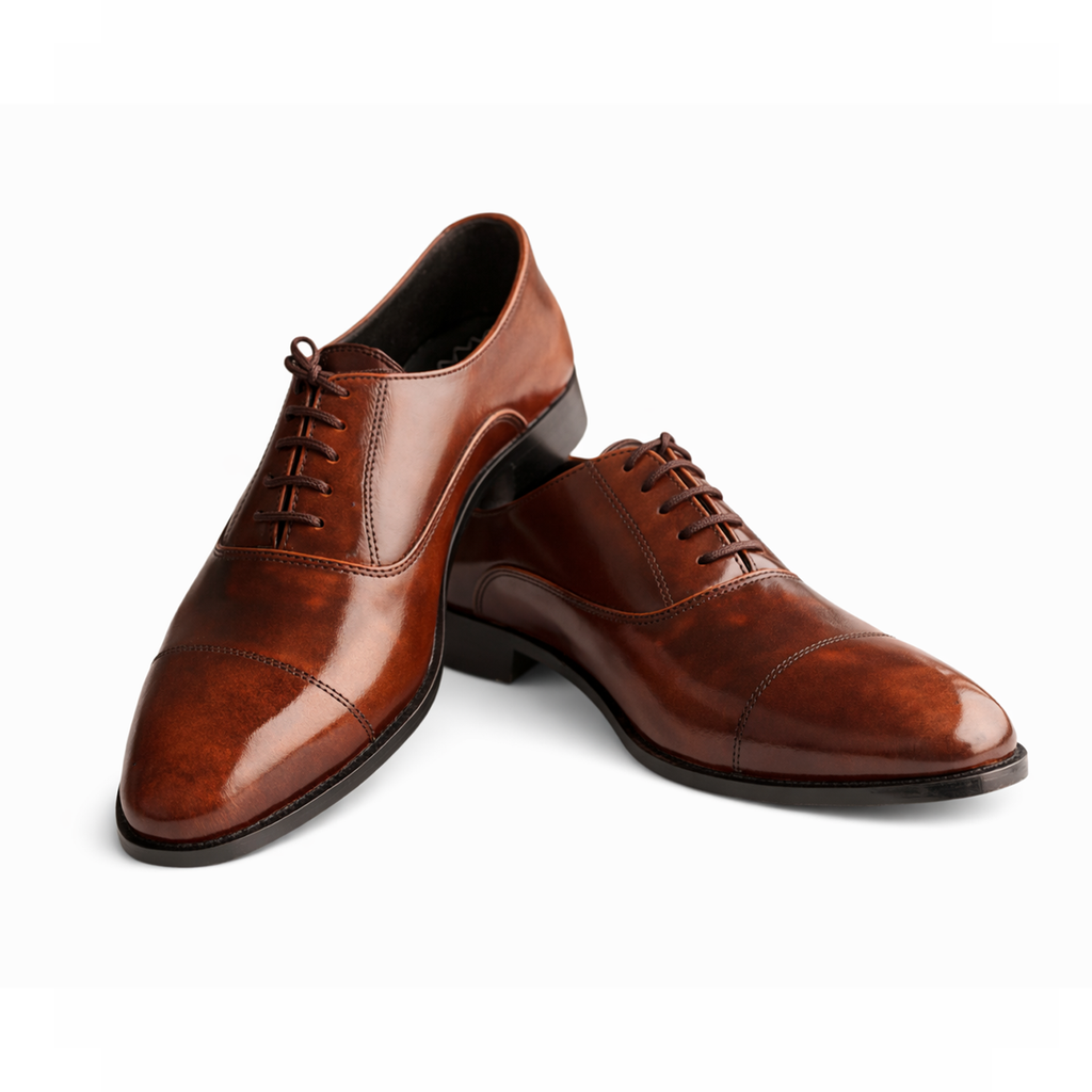 BRUNARK Westford Brown Cap-Toe Leather Dress Shoes