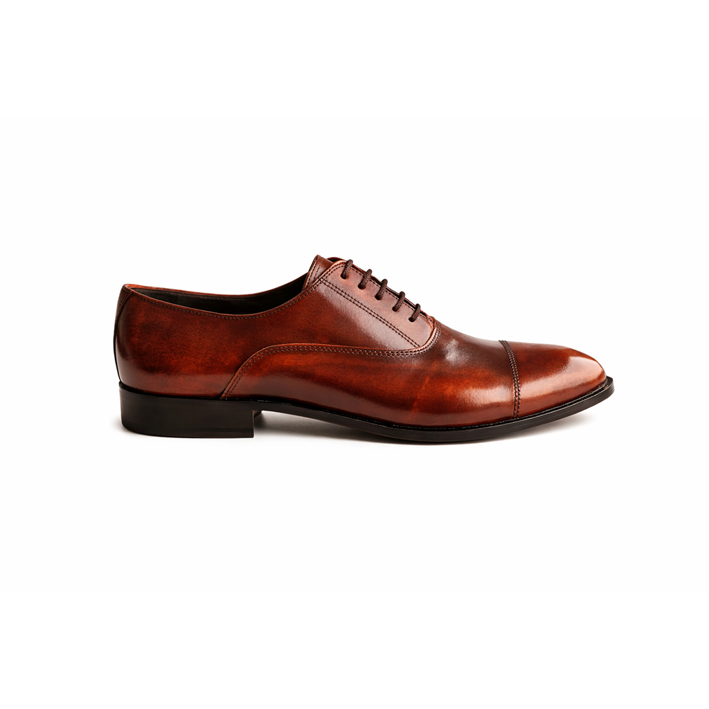 BRUNARK Westford Brown Cap-Toe Leather Dress Shoes