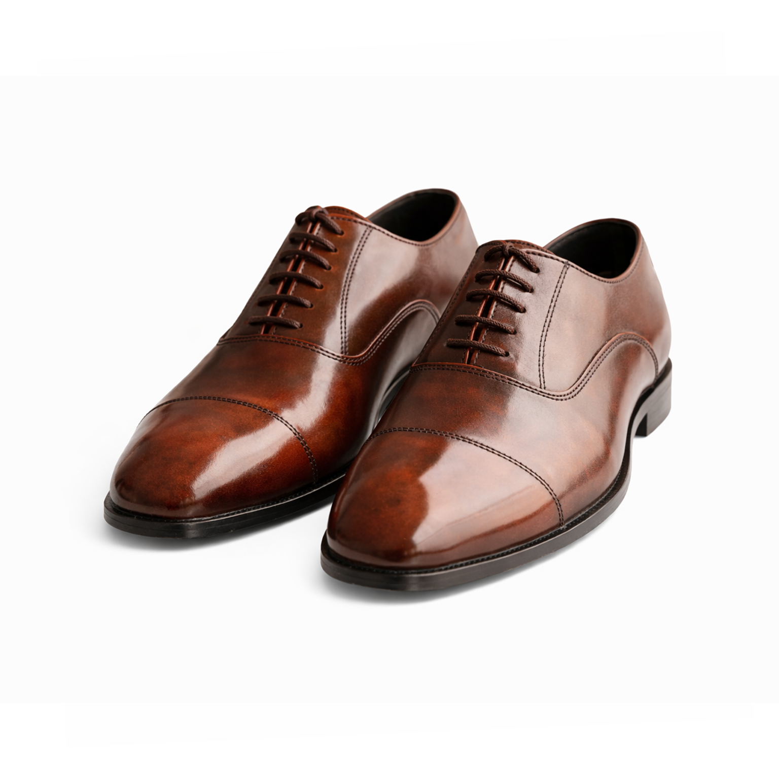 BRUNARK Westford Brown Cap-Toe Leather Dress Shoes