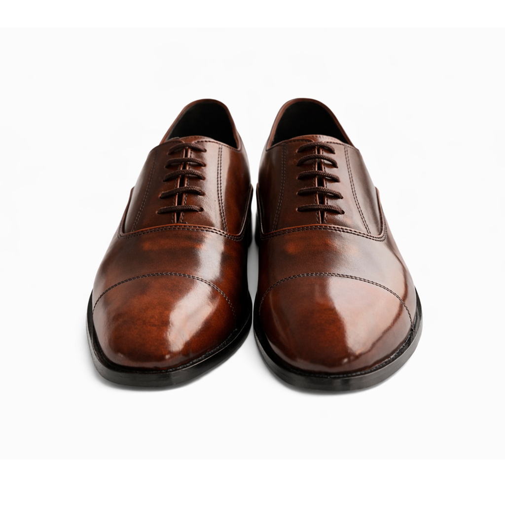 BRUNARK Westford Brown Cap-Toe Leather Dress Shoes