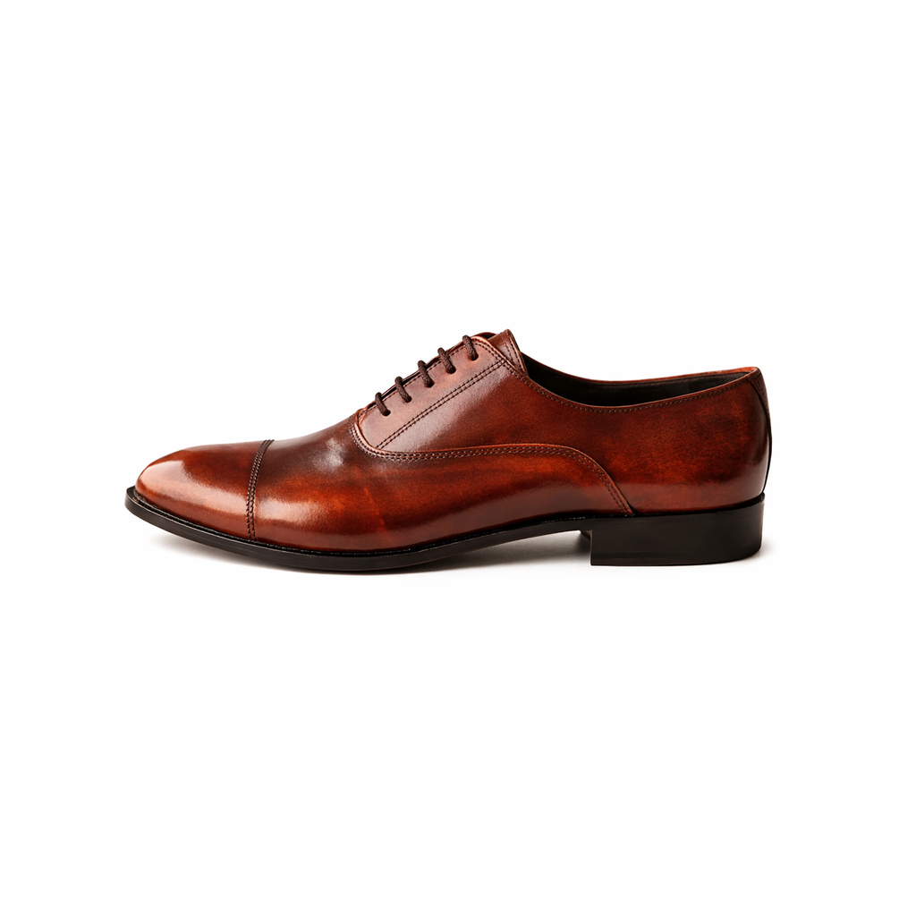 BRUNARK Westford Brown Cap-Toe Leather Dress Shoes